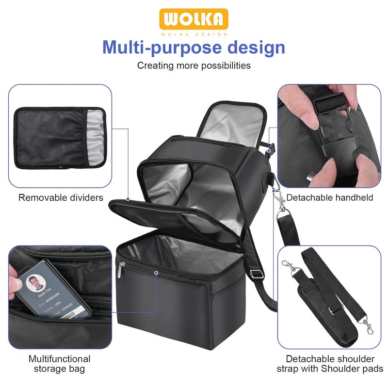 Wolka Breastmilk Cooler Bag - Cooler Bag for Nursing Moms Multi-Function, Insulated Baby Bottle Cooler Tote Bag with Double Compartments - Fits 6 Baby Bottles Up to 9 Ounce - All Black - Image 3